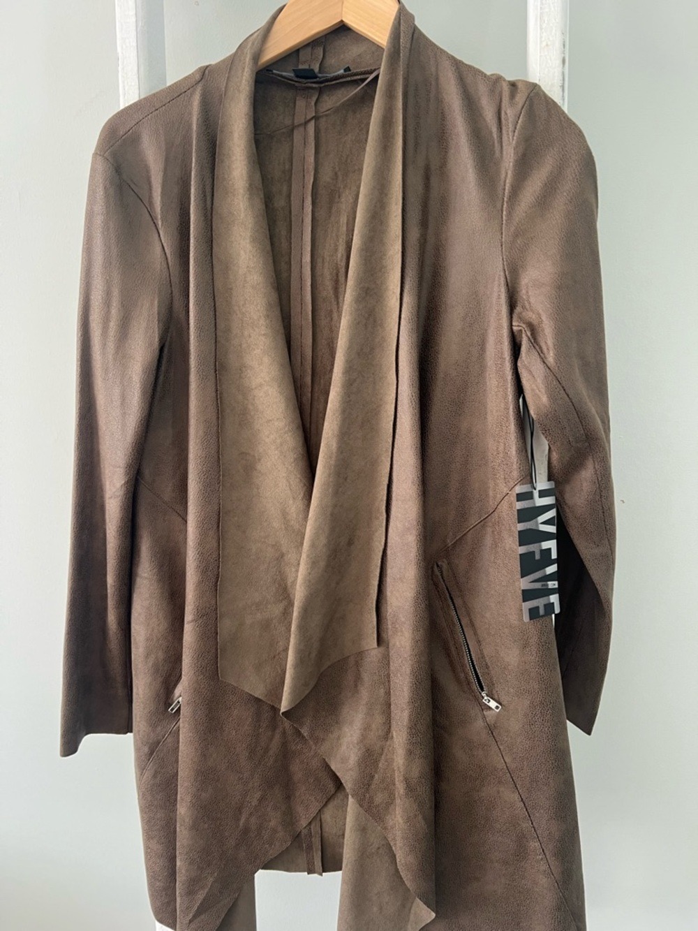 Anthropologie nwt HYFVE Draped Open-Front Trench Coat in Brown size medium